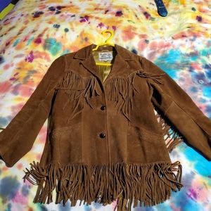 Leather fringe vintage jacket
